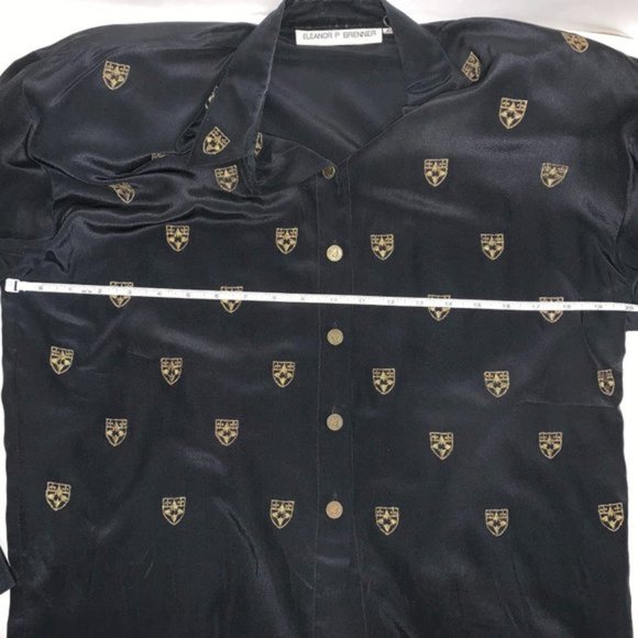 Eleanor P Brenner Silk Button Down Shirt Black M - Picture 8 of 8